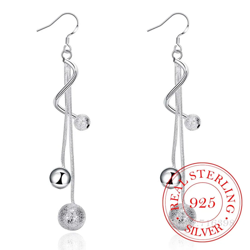 925 Silver Vintage Tassel Dangle Earrings for Women
