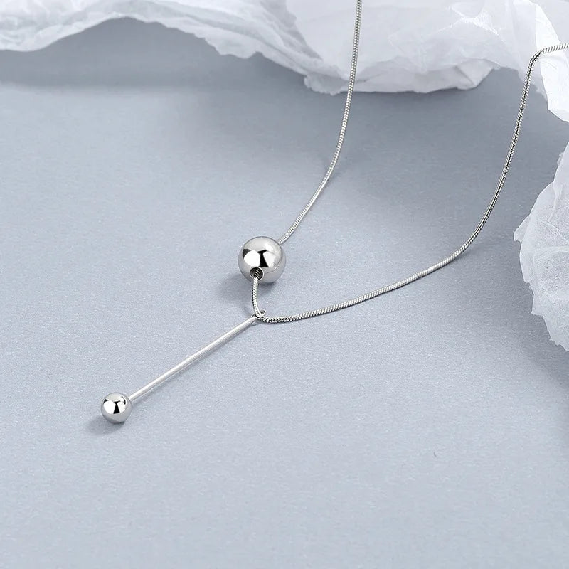 925 Silver Ball Snake Chain Choker Necklace for Women Wedding Party Jewelry