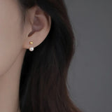 925 Silver Beads Pearl Hanging Earrings for Women Girl