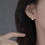 925 Silver Beads Pearl Hanging Earrings for Women Girl
