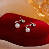 925 Silver Beads Pearl Hanging Earrings for Women Girl
