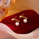 925 Silver Beads Pearl Hanging Earrings for Women Girl
