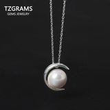 925 Silver Moon Choker Necklace Freshwater Pearl Jewelry Colar Feminino