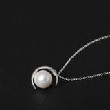 925 Sterling Silver Choker Necklace Moon with Pearl