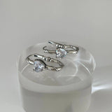 925 Silver Circle Heart Zircon Earrings for Women