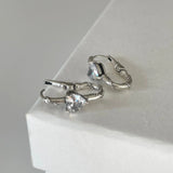 925 Silver Circle Heart Zircon Earrings for Women