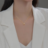 925 Silver Circle Choker Necklace Pendant 14K Plated Wedding Party Jewelry