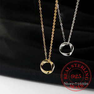 925 Silver Circle Choker Necklace Pendant 14K Plated Wedding Party Jewelry
