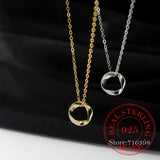 925 Silver Circle Choker Necklace Pendant 14K Plated Wedding Party Jewelry