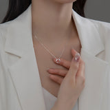925 Silver Circle Choker Necklace Pendant 14K Plated Wedding Party Jewelry