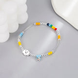 925 Silver Colorful Beads Charm Bracelet Girls Party Jewelry Gift