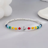 925 Silver Colorful Beads Charm Bracelet Girls Party Jewelry Gift