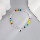 925 Silver Colorful Beads Charm Bracelet Girls Party Jewelry Gift