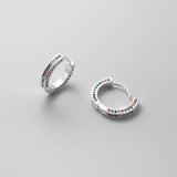 925 Silver Crystal Hoop Clip Earrings Colorful Wedding Jewelry