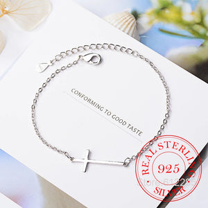 925 Silver Cross Charm Bracelet Women