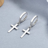 925 Silver Cross Hoop Earrings For Women Girls Wedding Party Jewelry Gift