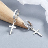 925 Silver Cross Hoop Earrings For Women Girls Wedding Party Jewelry Gift