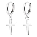 925 Silver Cross Hoop Earrings For Women Girls Wedding Party Jewelry Gift