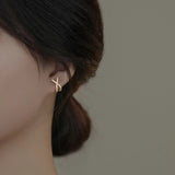 925 Silver Cross Stud Earrings Zircon Piercing Jewelry