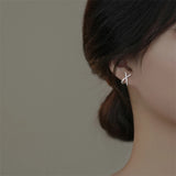 925 Silver Cross Stud Earrings Zircon Piercing Jewelry
