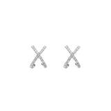925 Silver Cross Stud Earrings Zircon Piercing Jewelry