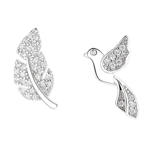 925 Silver Crystal Bird Stud Earrings for Wedding Party