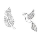 925 Silver Crystal Bird Stud Earrings for Wedding Party