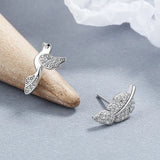925 Silver Crystal Bird Stud Earrings for Wedding Party
