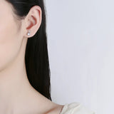 925 Silver Crystal Rabbit Stud Earrings for Women Kids Party Jewelry