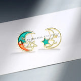 925 Silver Moon Star Stud Earrings Wedding Party Jewelry