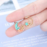 925 Silver Moon Star Stud Earrings Wedding Party Jewelry