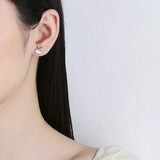 925 Silver Opal Rabbit Stud Earrings for Girls Party Jewelry