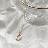 925 Silver Geometric O Circle Pendant Choker Necklace