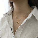 925 Silver Geometric O Circle Pendant Choker Necklace