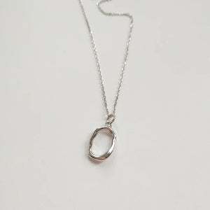 925 Silver Geometric O Circle Pendant Choker Necklace