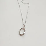 925 Silver Geometric O Circle Pendant Choker Necklace