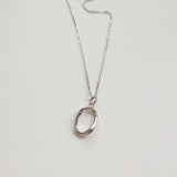 925 Silver Geometric O Circle Pendant Choker Necklace