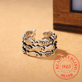 925 Silver Fish Ring Adjustable Anillos For Women Original Gift