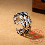 925 Silver Fish Ring Adjustable Anillos For Women Original Gift