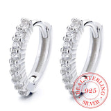 925 Silver Crystal Geometric Hoop Earrings Wedding Party Jewelry