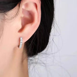 925 Silver Crystal Geometric Hoop Earrings Wedding Party Jewelry
