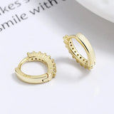 925 Silver Crystal Geometric Hoop Earrings Wedding Party Jewelry
