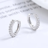 925 Silver Crystal Geometric Hoop Earrings Wedding Party Jewelry