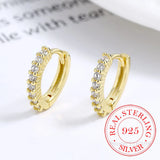 925 Silver Crystal Geometric Hoop Earrings Wedding Party Jewelry