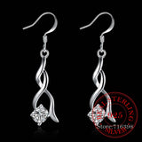 925 Silver Crystal Tassel Dangle Earrings Wedding Jewelry