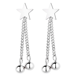 925 Silver Tassel Star Ball Stud Earrings Wedding Party Jewelry