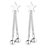 925 Silver Tassel Star Ball Stud Earrings Wedding Party Jewelry