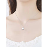 925 Silver Oval Pendant Necklace Chain Jewelry