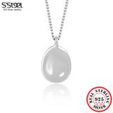 925 Silver Oval Pendant Necklace Chain Jewelry