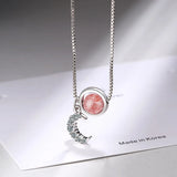 925 Silver Pink Crystal Choker Necklace Pendant Wedding Party Jewelry Gift